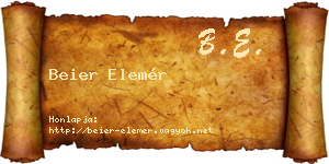 Beier Elemér névjegykártya
